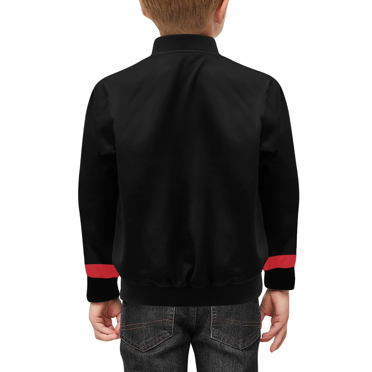 Thin Red Line Flag Inspired Kids' Bomber Jacket with Pockets