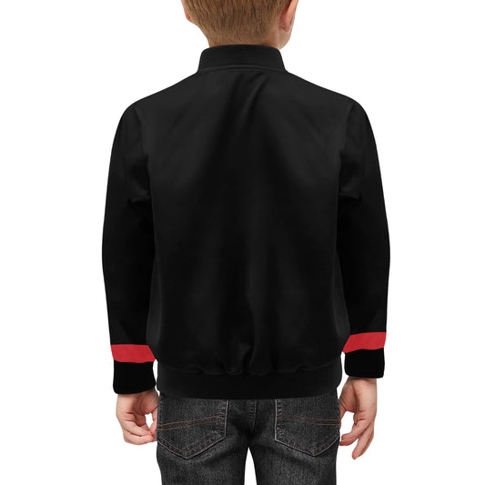 Thin Red Line Flag Inspired Kids' Bomber Jacket with Pockets
