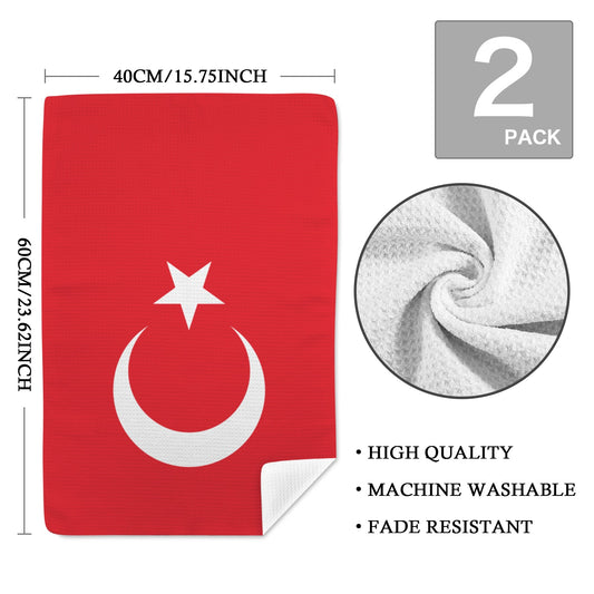 Turkey Flag Inspired Kitchen Towel 40X60cm (Pack of 2) | Printed In the USA