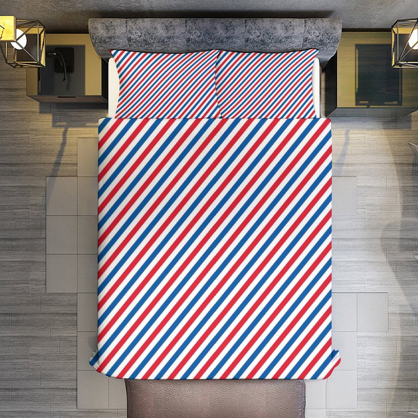 USA/American Flag Inspired Stripes Pattern 3-Piece Bedding Set (1 Duvet Cover + 2 Pillow Shams) – 102"×90"