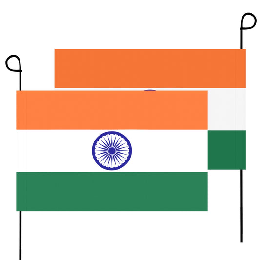 Luv My Flag Indian flags with stands, two shown.