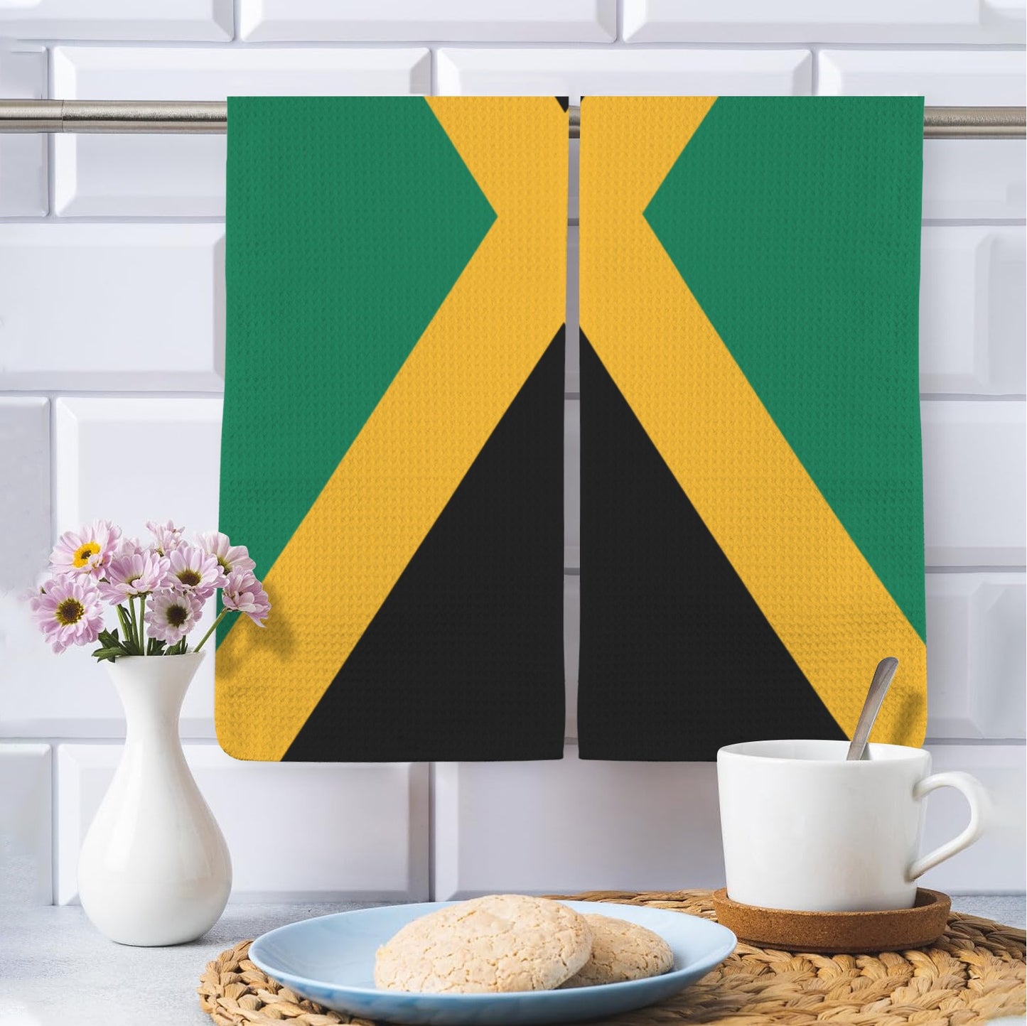 Jamaica Flag Inspired Kitchen Towel 40X60cm (Pack of 2) (Made in the USA)