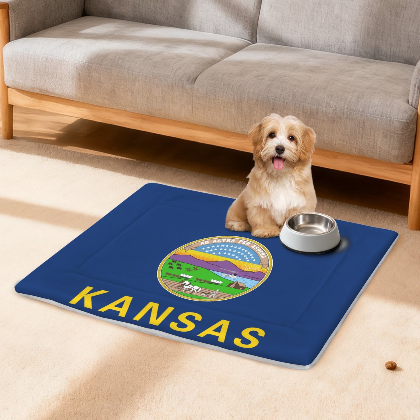 Kansas Flag Inspired Pet Mat 25x18inch (Made in the USA)