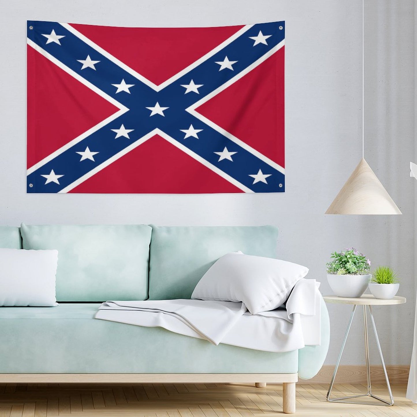 Confederate Battle Flag Inspired Wall Mount Flag with Four Grommets (35x59 in)