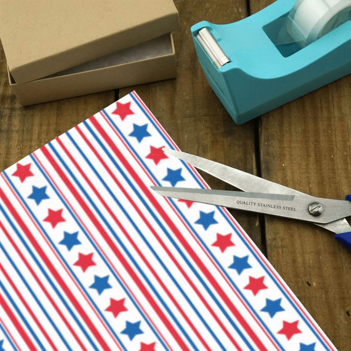USA/American Flag Inspired Stars & Stripes Pattern Custom Gift Wrapping Paper 58"x 22.5" (4 Rolls)