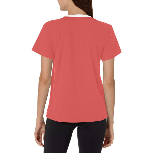 Canada Flag Inspired Women's All Over Print Crew Neck T-Shirt(T40-2)(Made in Queens)