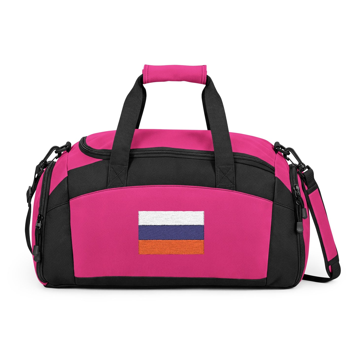 Russia Flag Gym Bag — Black Duffle with Embroidered Russia Flag