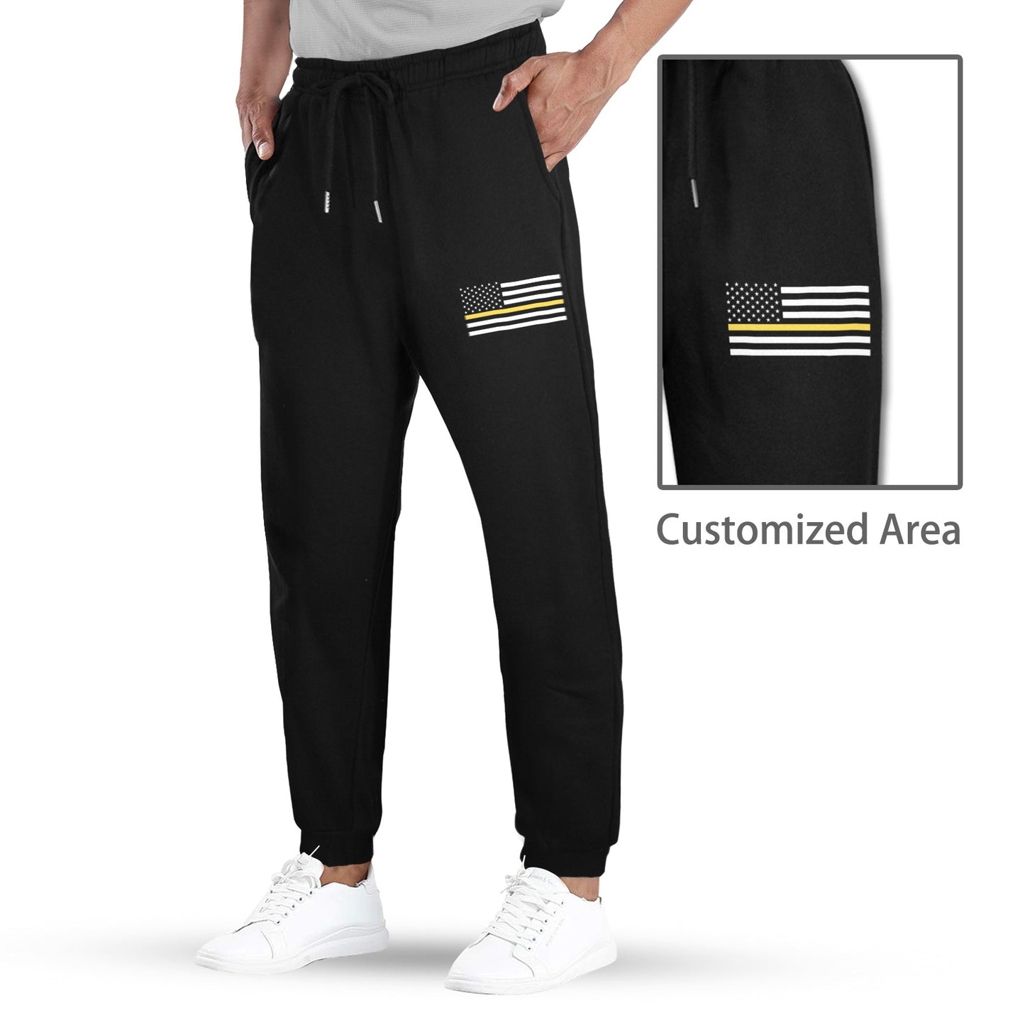 Thin Gold Line Flag Inspired Unisex Fleece Sweatpants (Left Printing) | Ships from USA