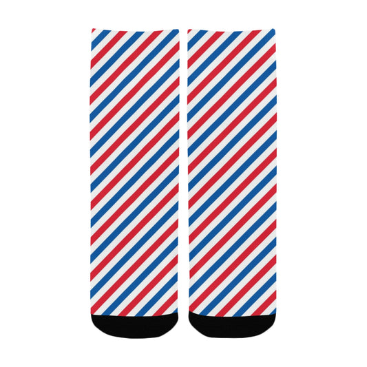 USA/American Flag Inspired Stripes Pattern Kid's Custom Socks (Made in the USA)