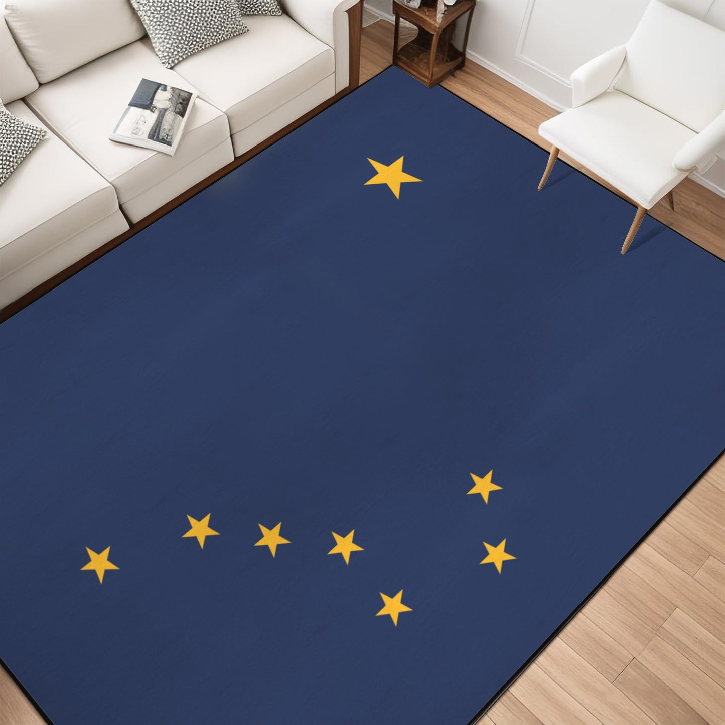 Alaska Flag Inspired 84x60 Inch Area Rug with Black Binding (Made in the USA)