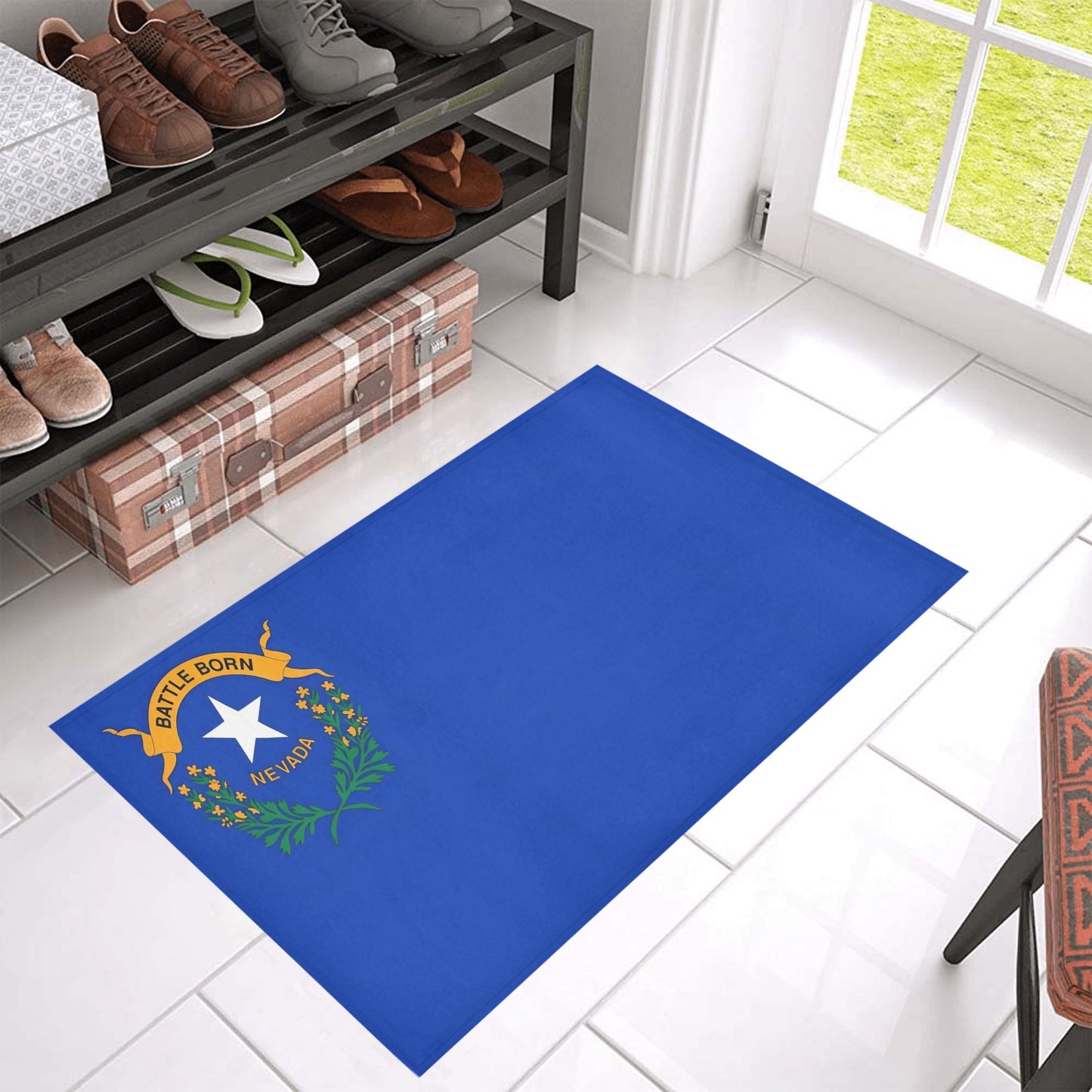 Nevada Flag Inspired Doormat 30" x 18" (Sponge Material)