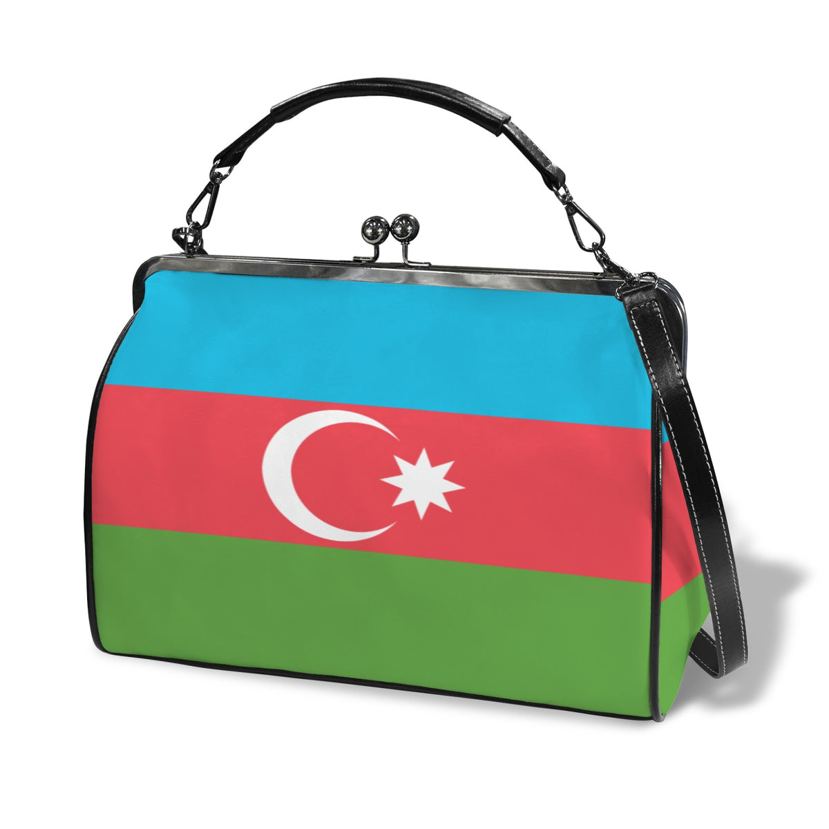 Azerbaijan Flag Inspired Kisslock Crossbody Shoulder Bag-Large (Model 1752)