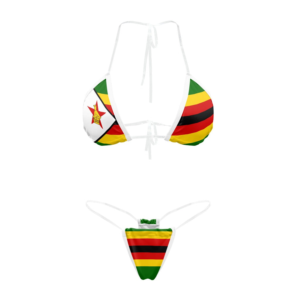 Zimbabwe Flag Inspired Transparent String Bikini
