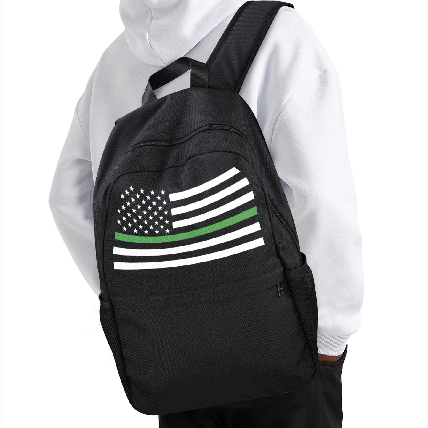 Thin Green Line Flag Inspired Casual Backpack Printed in the USA