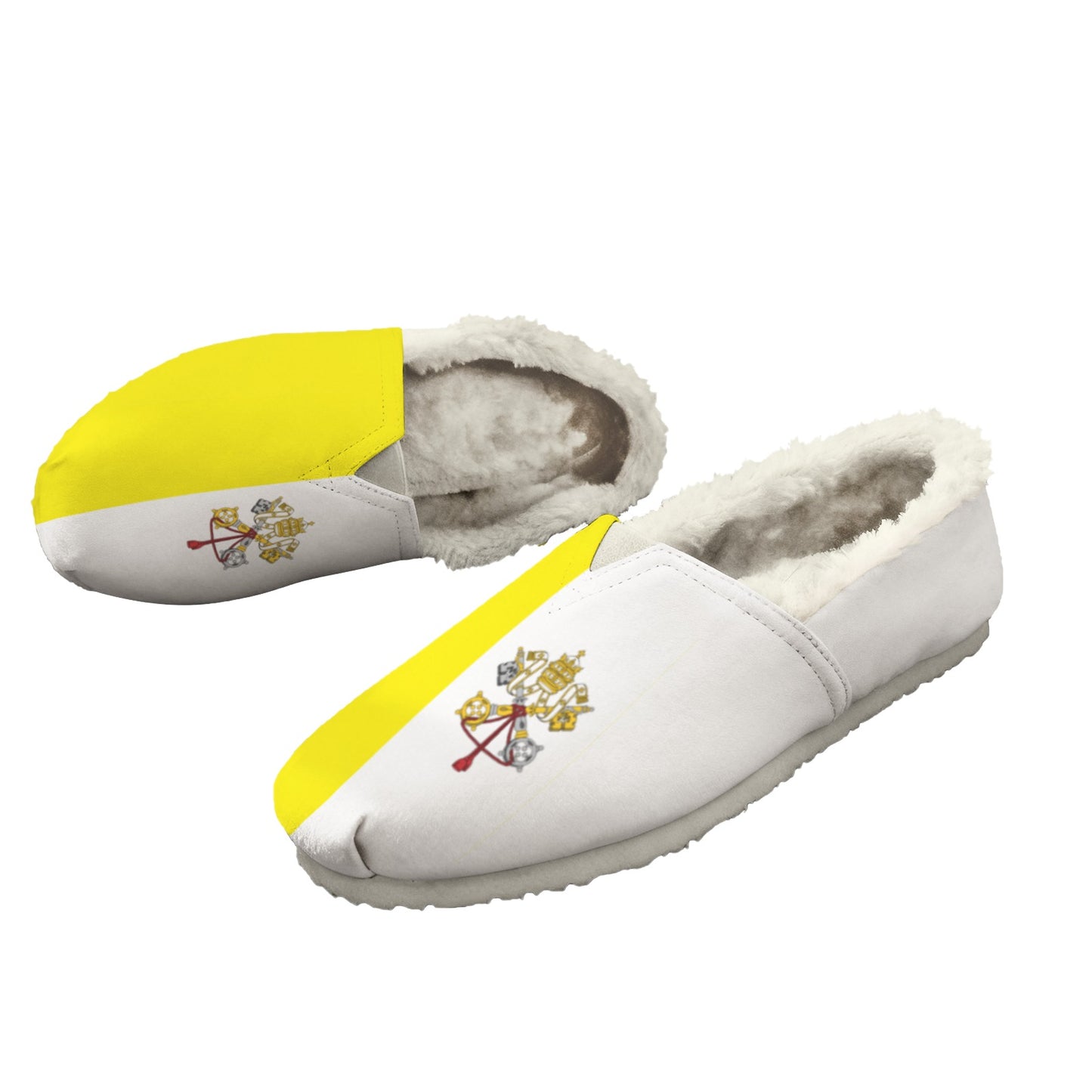 Vatican City Flag Inspired Women's Fleece-Lined Canvas Slip-On