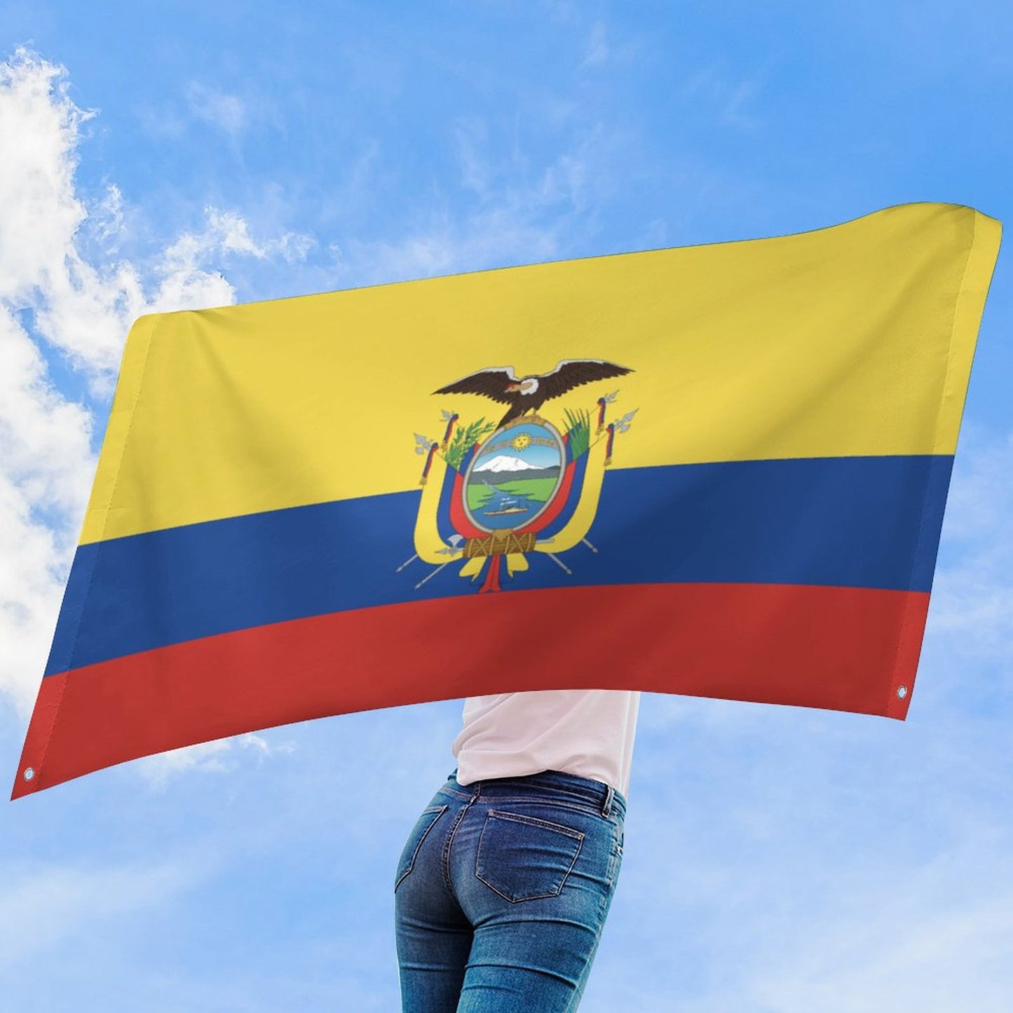 Ecuador Flag Inspired Wall Mount Flag with Four Grommets (35x59 in)