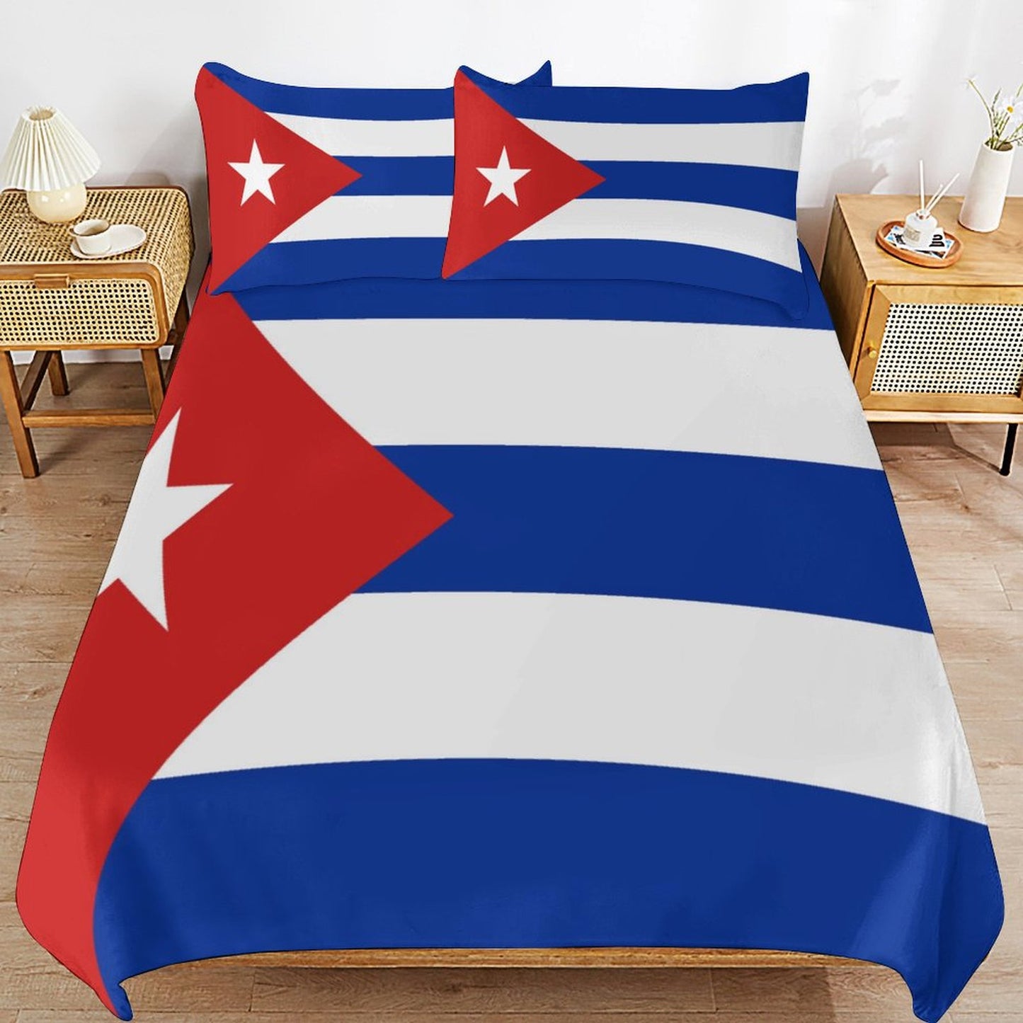 Cuba Flag Inspired 3-Piece Bedding Set (1 Duvet Cover + 2 Pillow Shams) – 102"×90"