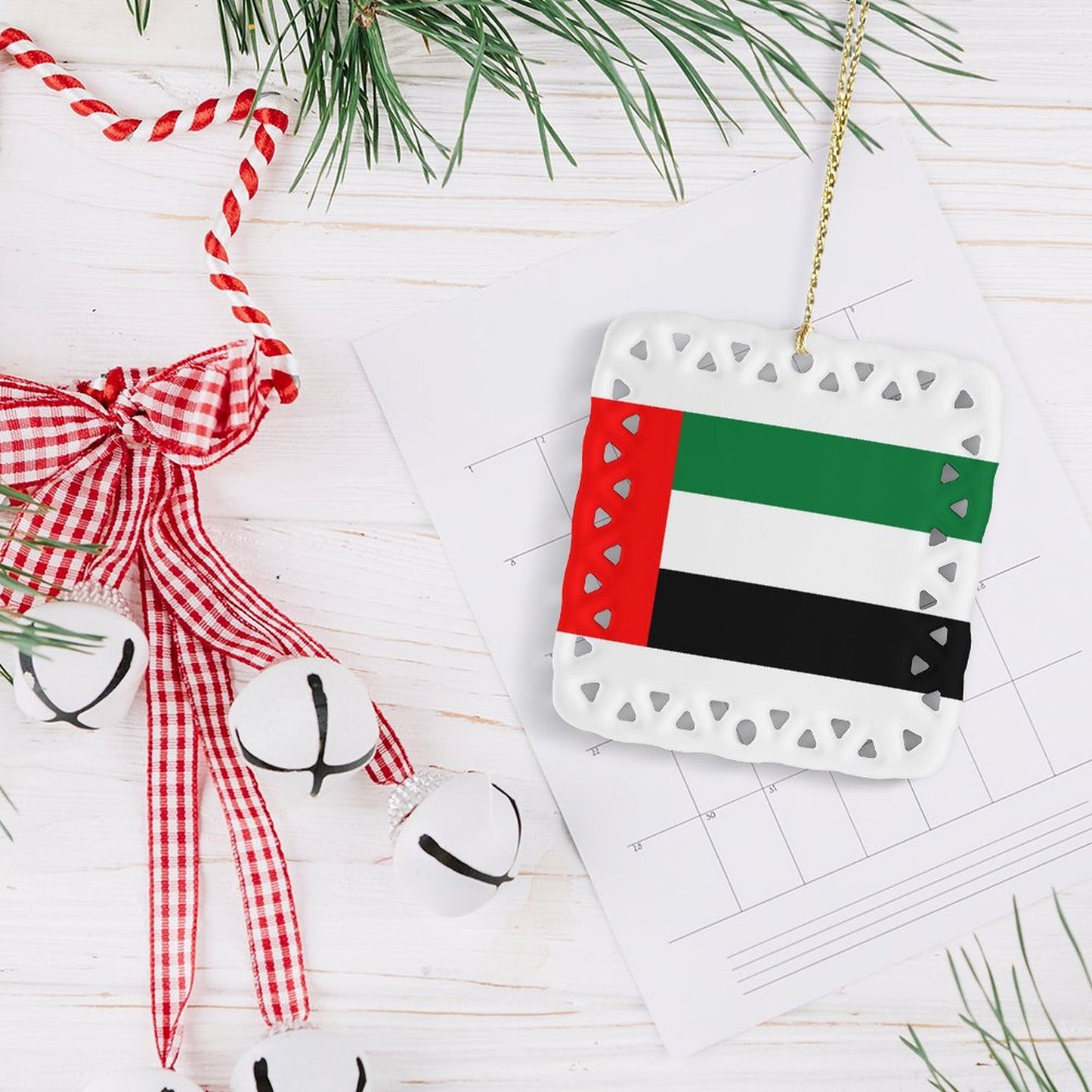 United Arab Emirates Flag Inspired Square Ceramic Ornament Made in the USA