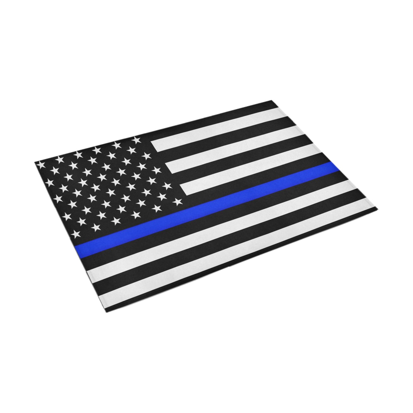 Thin Blue Line Flag Inspired Doormat 30" x 18" (Sponge Material)