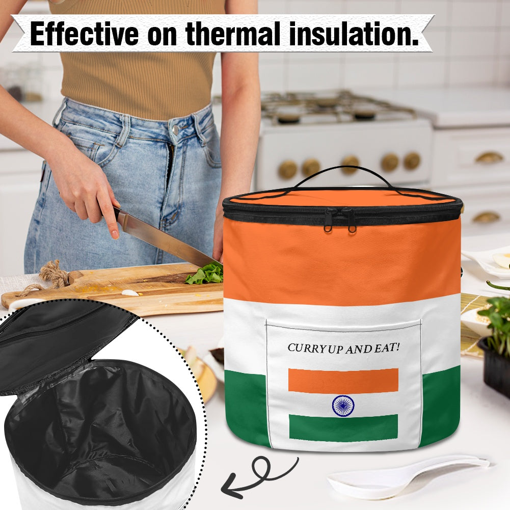 India Flag Inspired "CURRY UP AND EAT!" Electric Pressure Cooker Insulation Bag