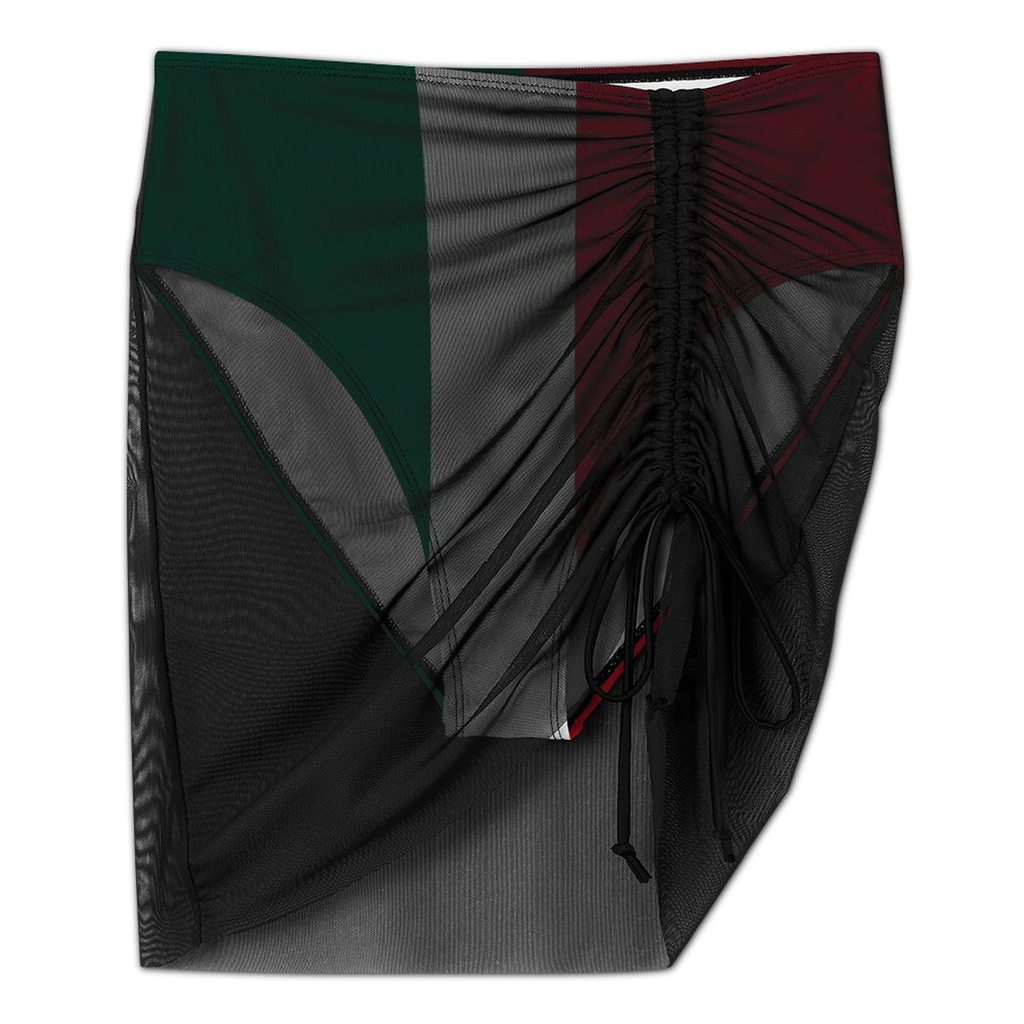 Mexico Flag Inspired Women's Mesh Drawstring Skirt and Swimsuit Set