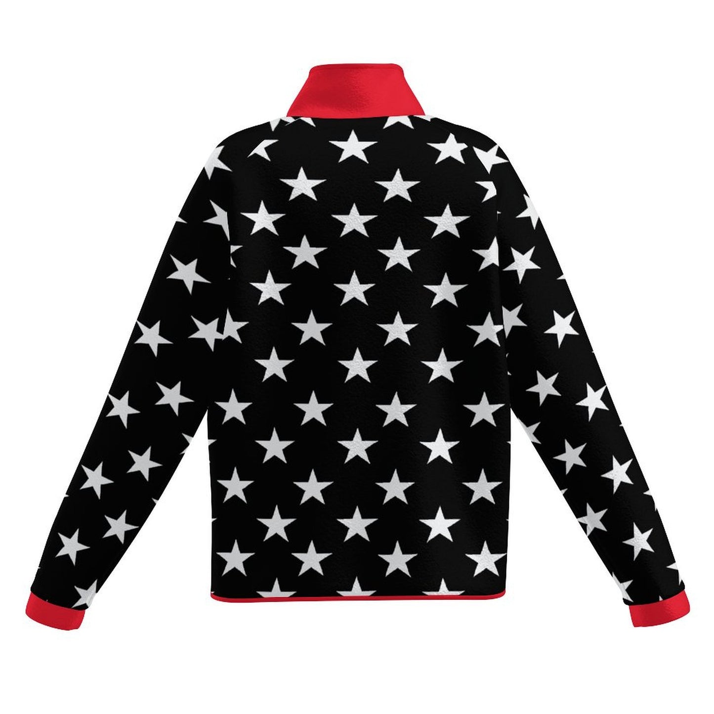Thin Red Line Flag Inspired Women's Stand Collar Fleece Jacket
