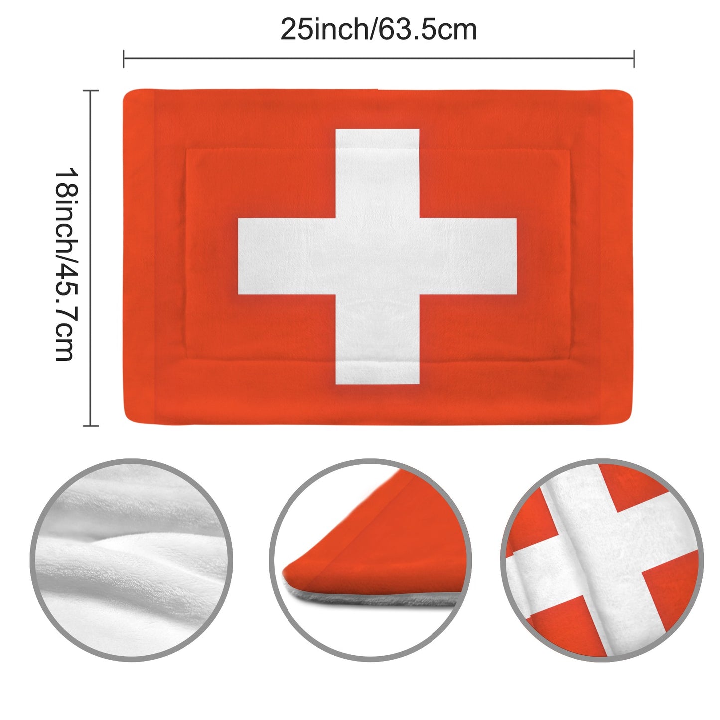 Switzerland Flag Inspired Pet Mat 25x18inch (Made in the USA)
