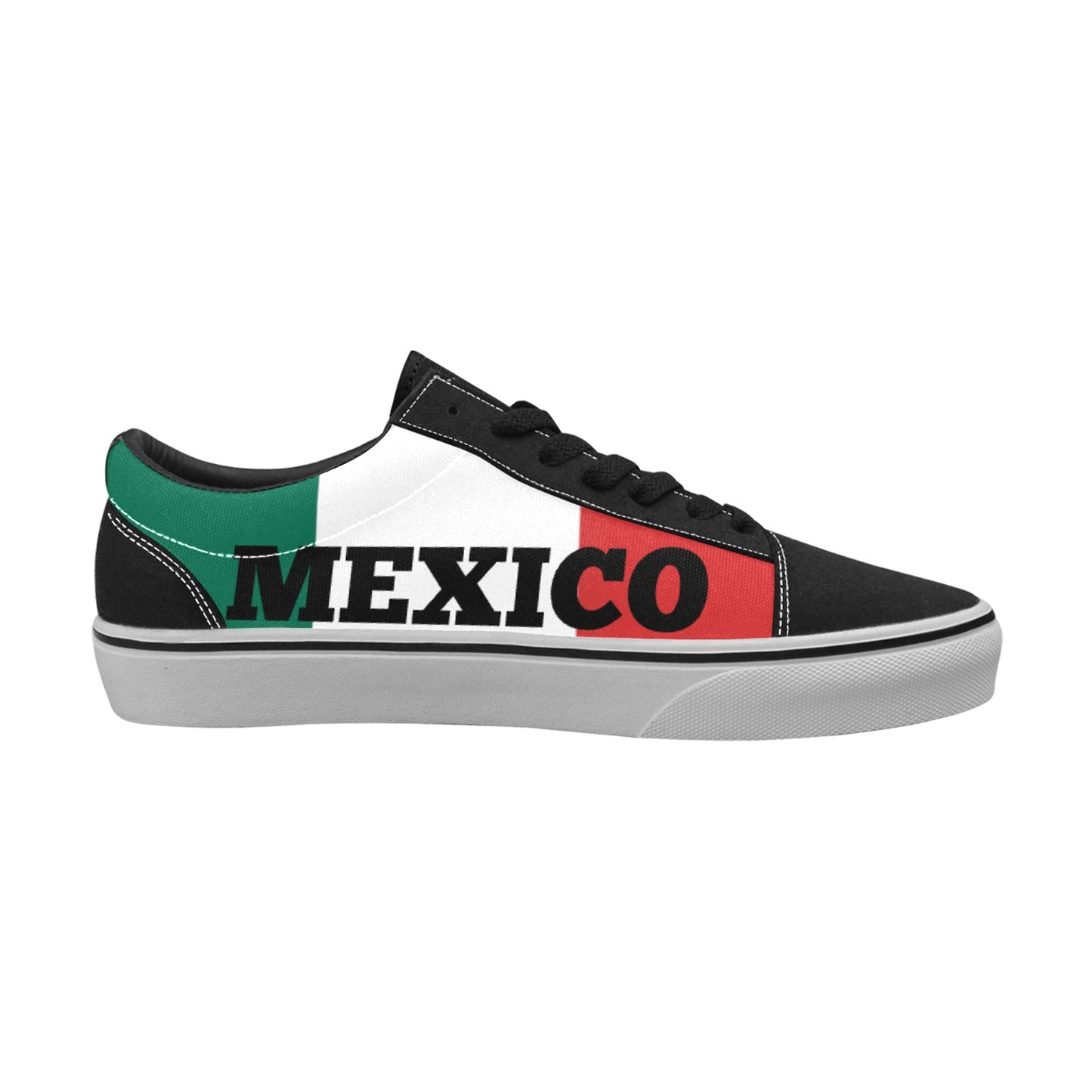 Mexico Flag Inspired Women's Lace-Up Canvas Shoes