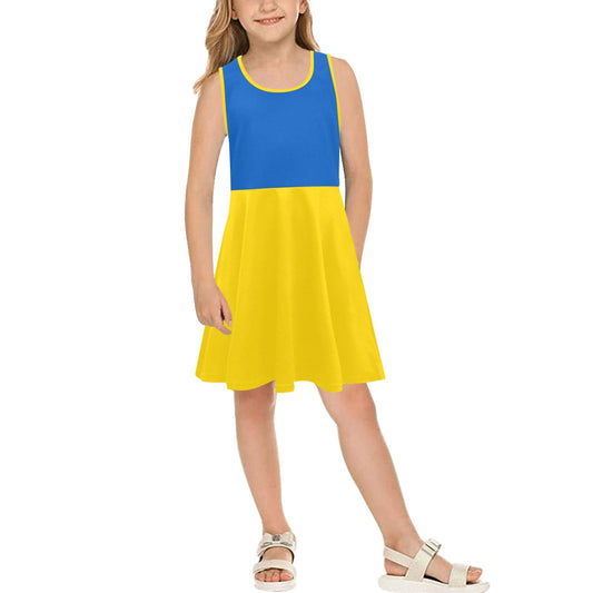 Ukraine Flag Inspired Girls' Sleeveless Sundress | Ships from USA