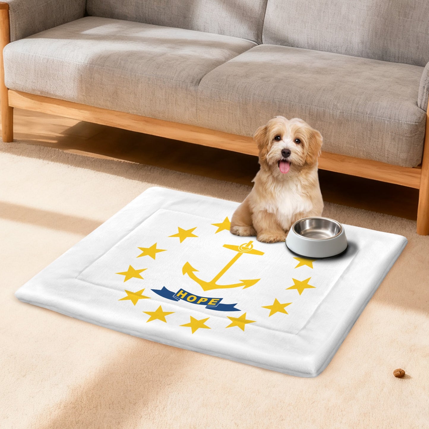 Rhode Island Flag Inspired Pet Mat 25x18inch (Made in the USA)