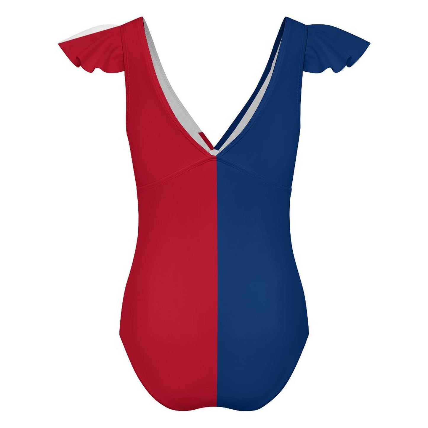 Texas Flag Inspired Women's V-neck Ruffle Sleeve One Piece Swimsuit