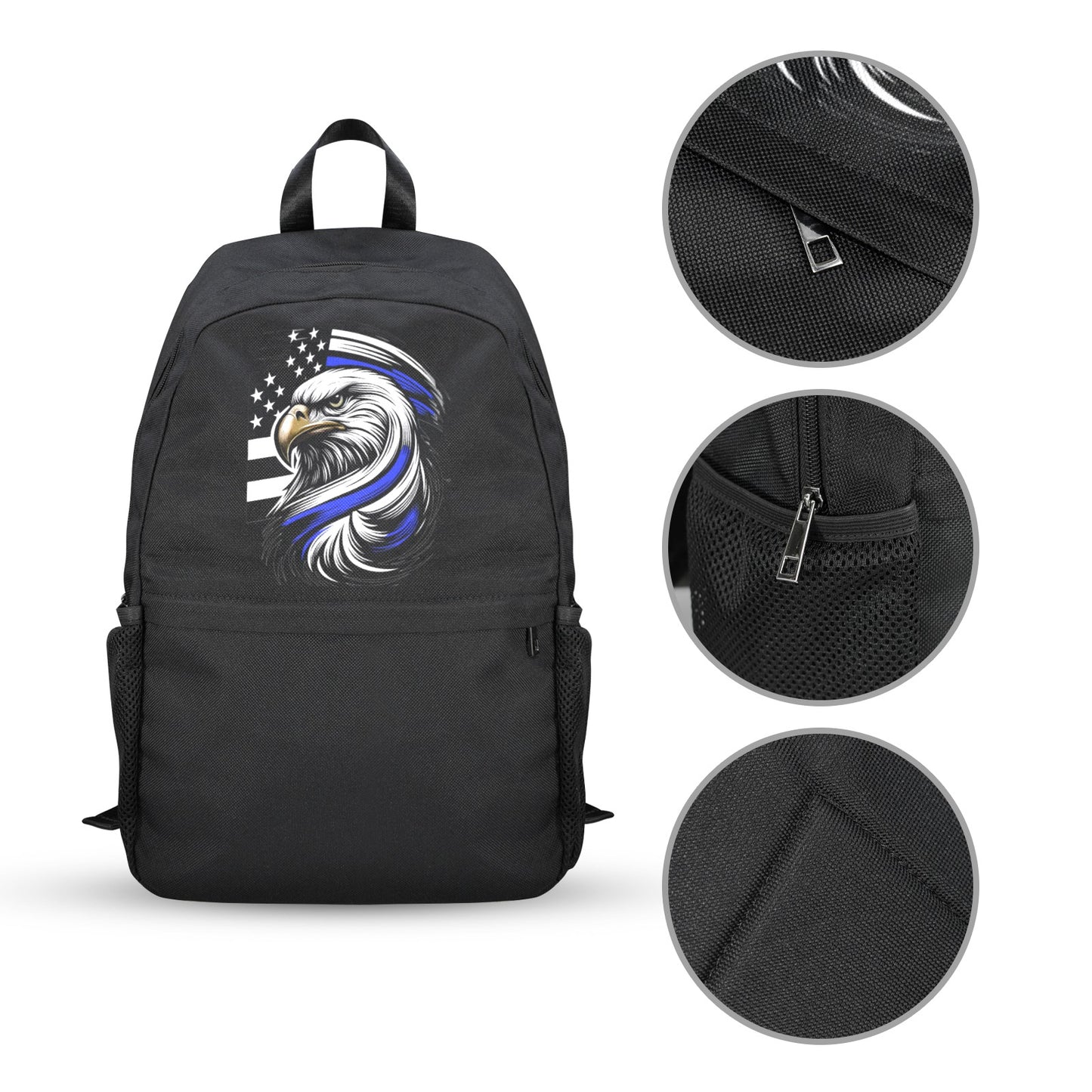 Thin Blue Line Flag Inspired Eagle Casual Backpack Printed in the USA
