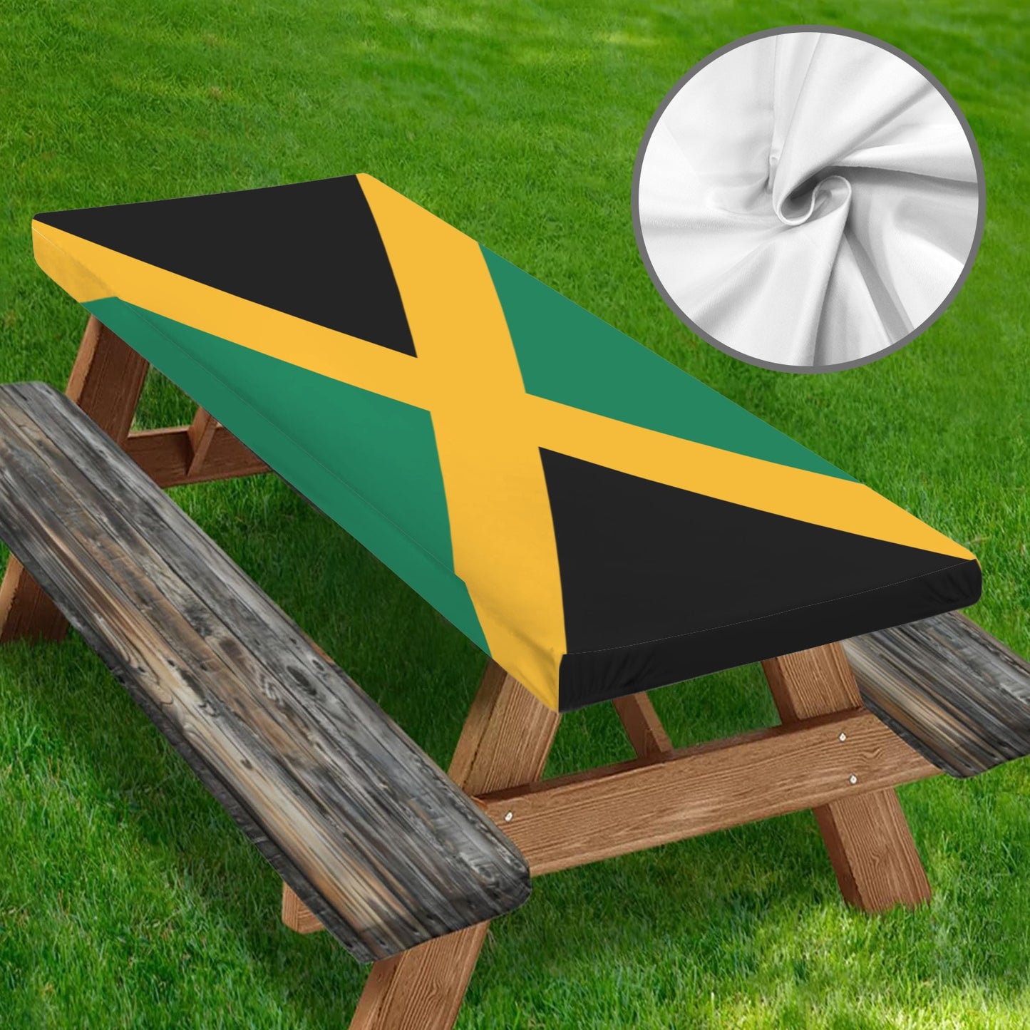 Jamaica Flag Picnic Table Cover (72" x 30") (Made in the USA)