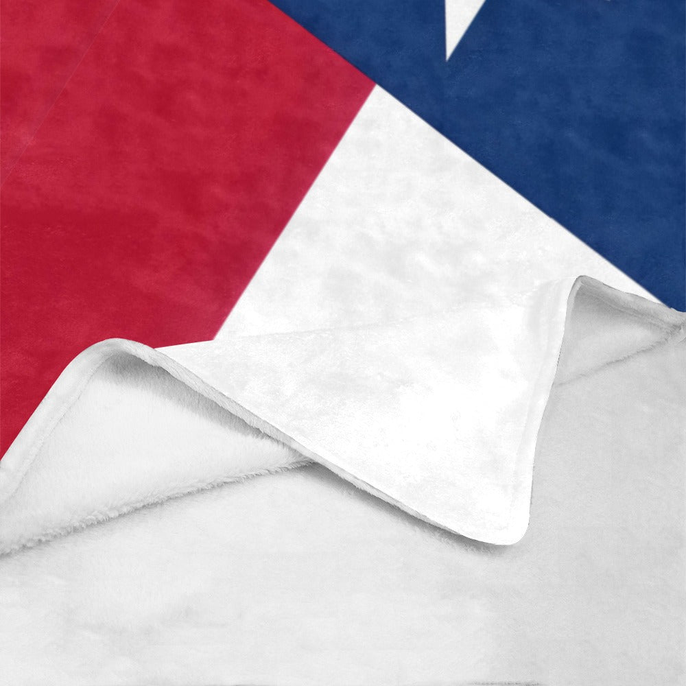 Texas flag-themed fleece blanket by Luv My Flag brand.