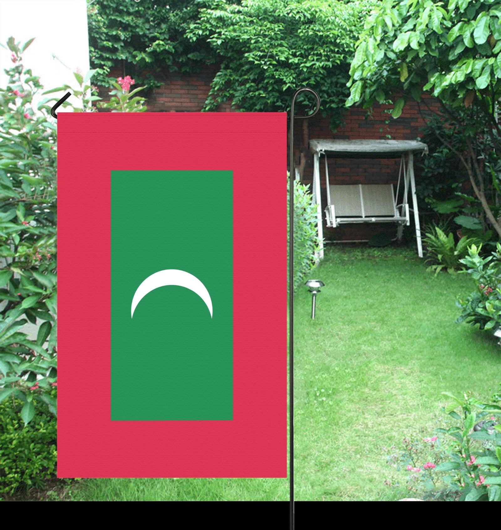Garden displaying Luv My Flag with crescent design.