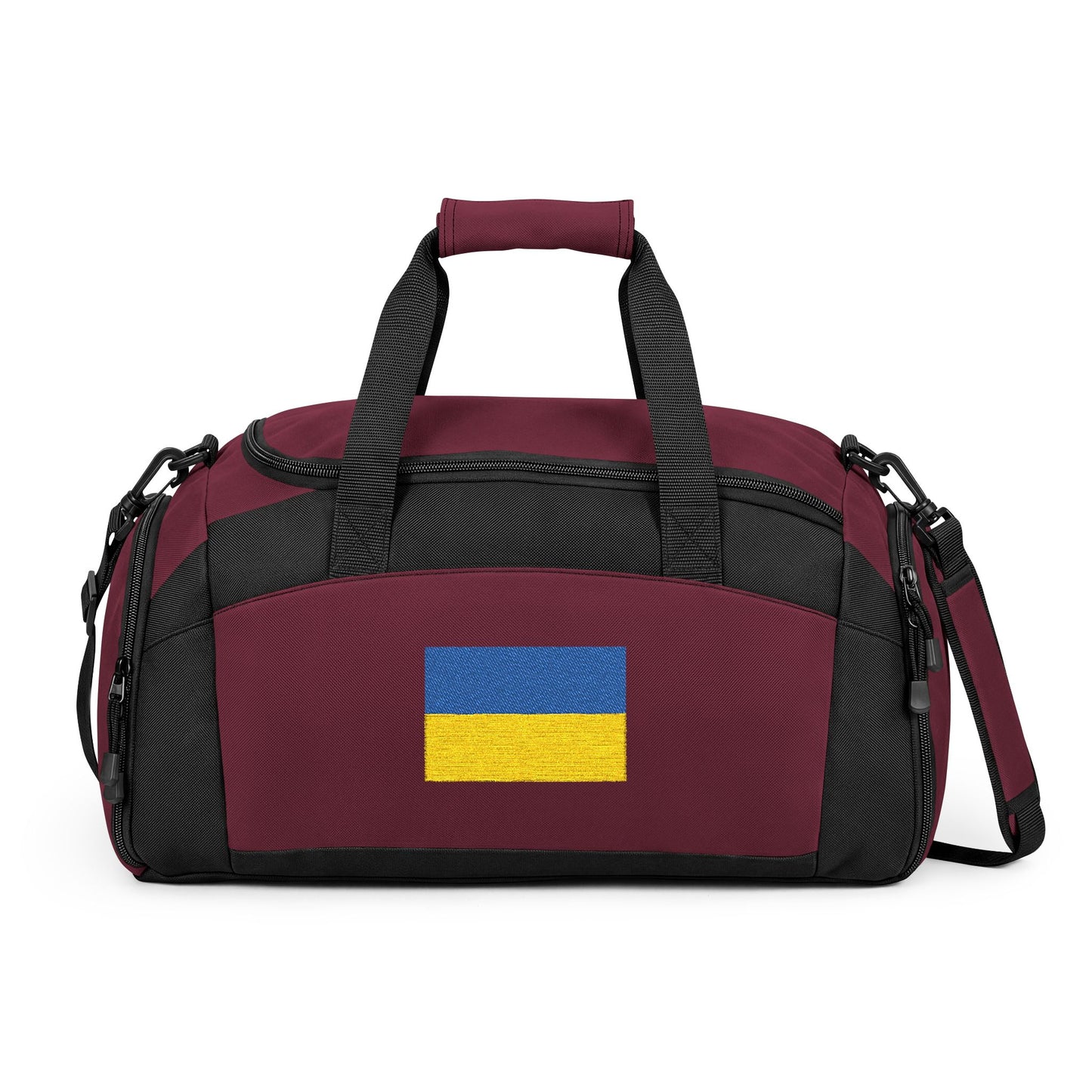 Ukraine Flag Gym Bag — Black Duffle with Embroidered Ukraine Flag