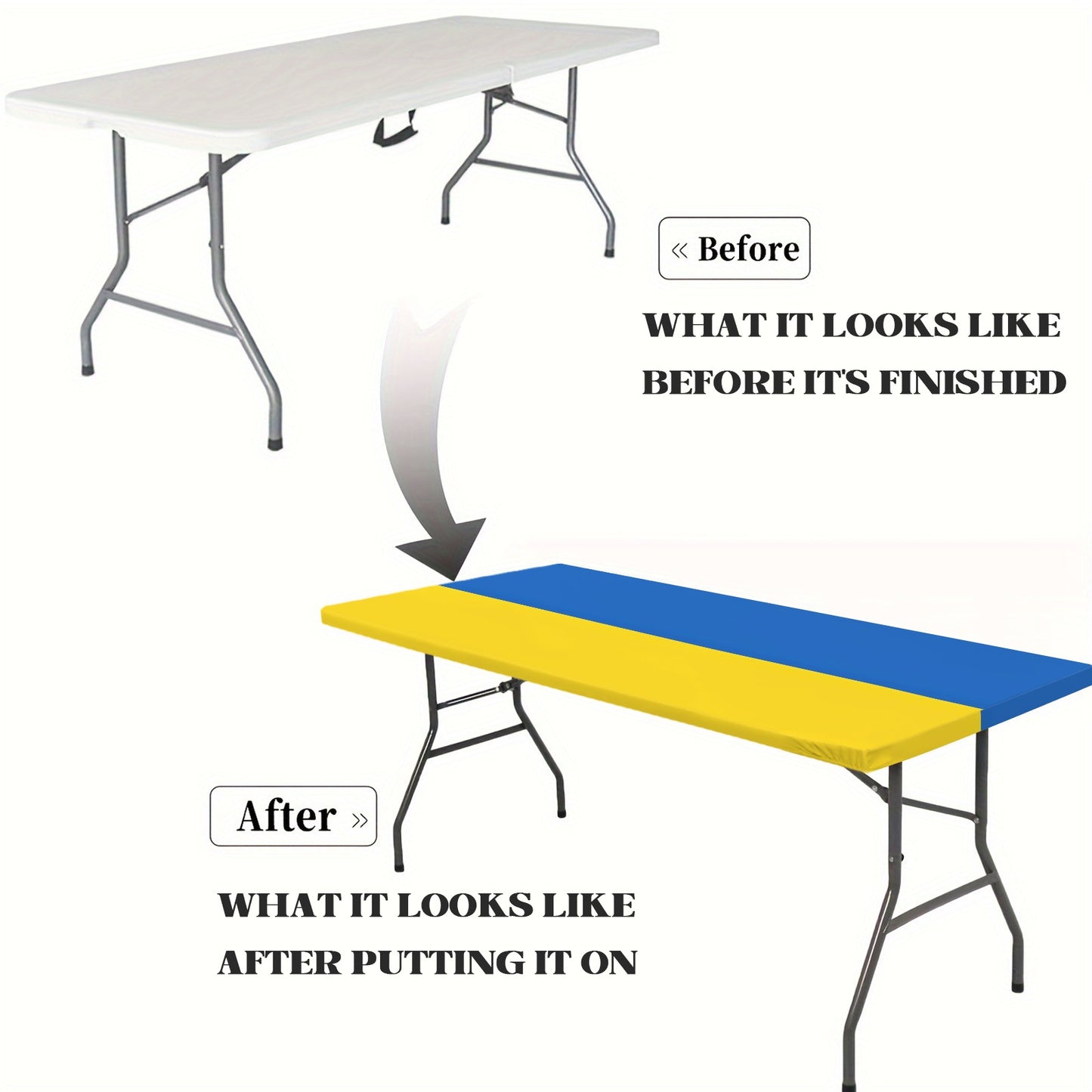 Ukraine Flag Inspired Custom Elastic Fitted Tablecloth 72x30 inch (Made in the USA)