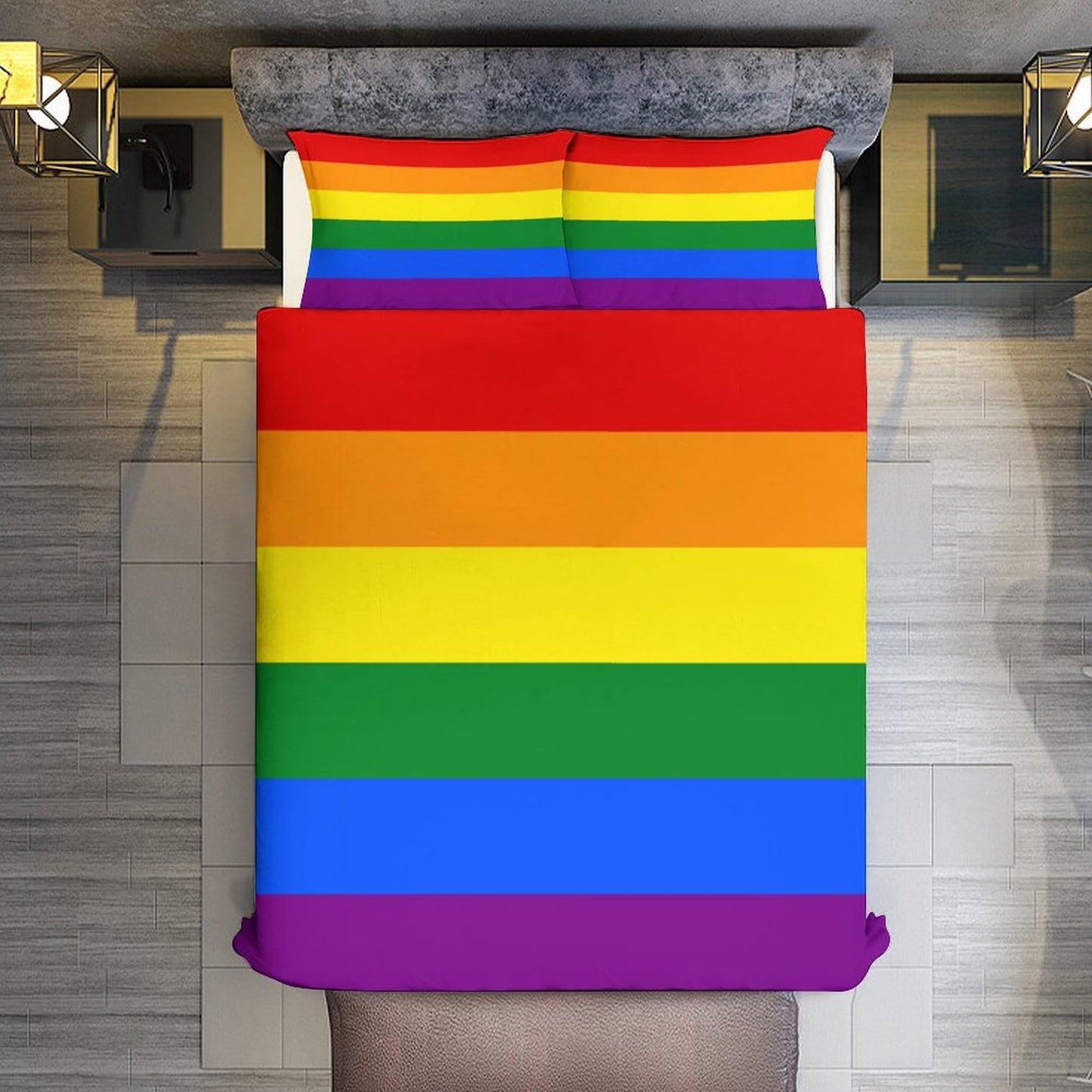 Rainbow Flag Inspired 3-Piece Bedding Set (1 Duvet Cover + 2 Pillow Shams) – 102"×90"