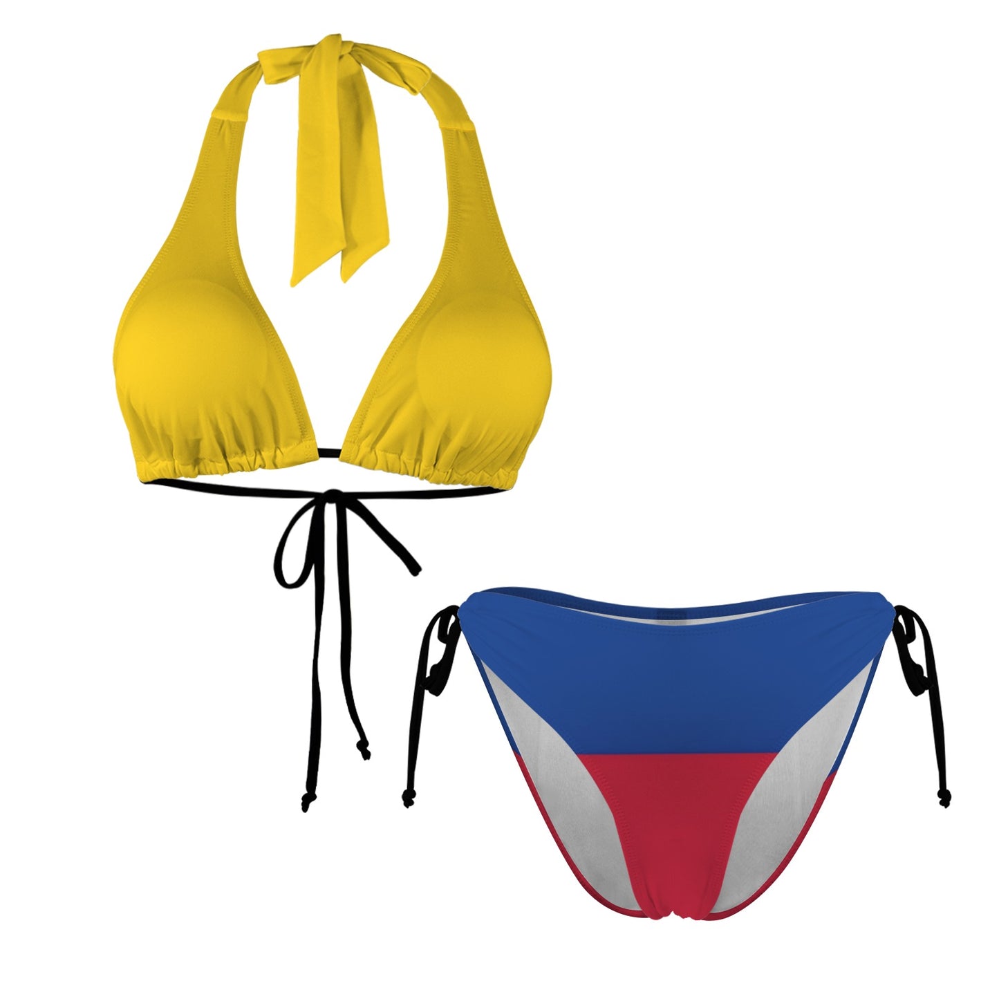 Colombia Flag Inspired Halterneck String Bikini Sets