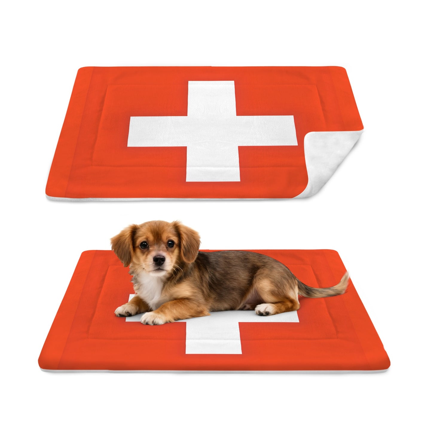Switzerland Flag Inspired Pet Mat 25x18inch (Made in the USA)