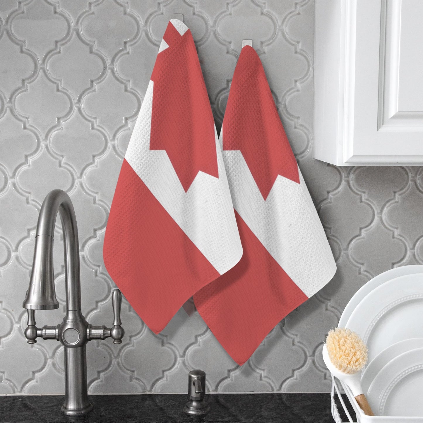 Canada Flag Inspired Kitchen Towel 40X60cm (Pack of 2) (Made in the USA)