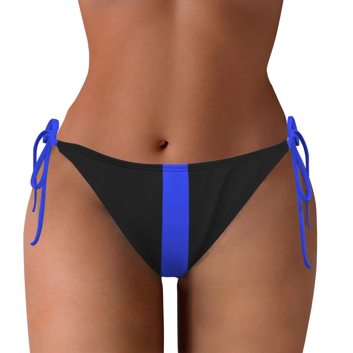 Thin Blue Line Flag Inspired Style-2 Side-Tie Bikini Bottom