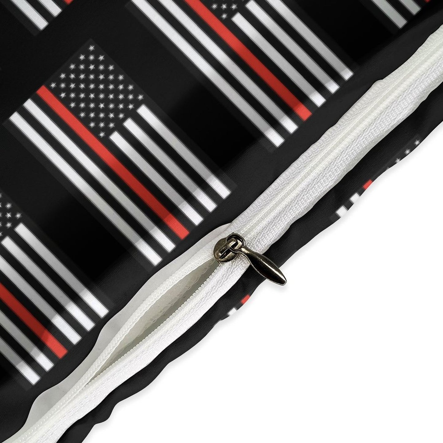 Thin Red Line Flag Inspired 3-Piece Bedding Set (1 Duvet Cover + 2 Pillow Shams) – 102"×90"