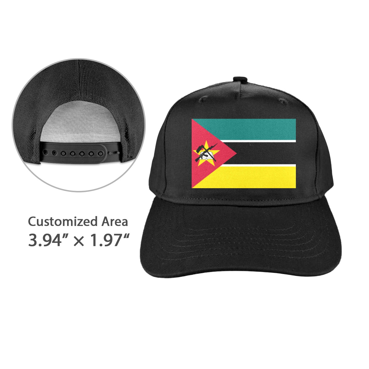 Mozambique Flag Inspired Baseball Cap | Printed in the USA
