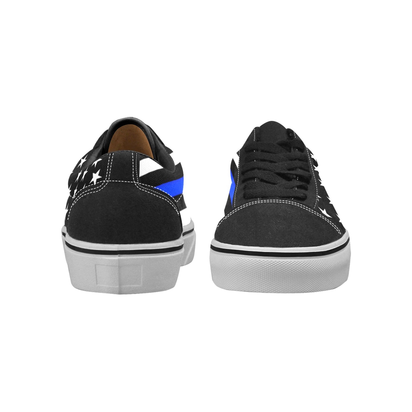Thin Blue Line Flag Inspired Men's Lace-Up Canvas Shoes