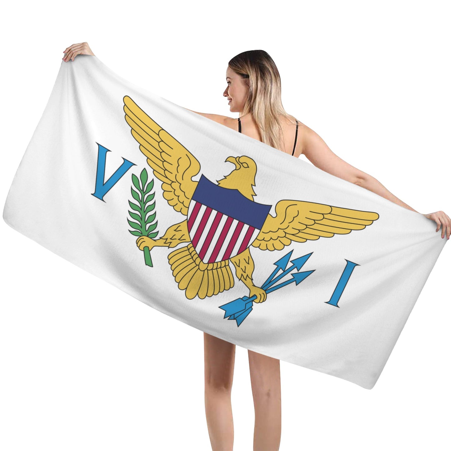 Virgin Islands Flag (US) Flag Inspired Custom Bath Towel 29"x58"(Made in USA)