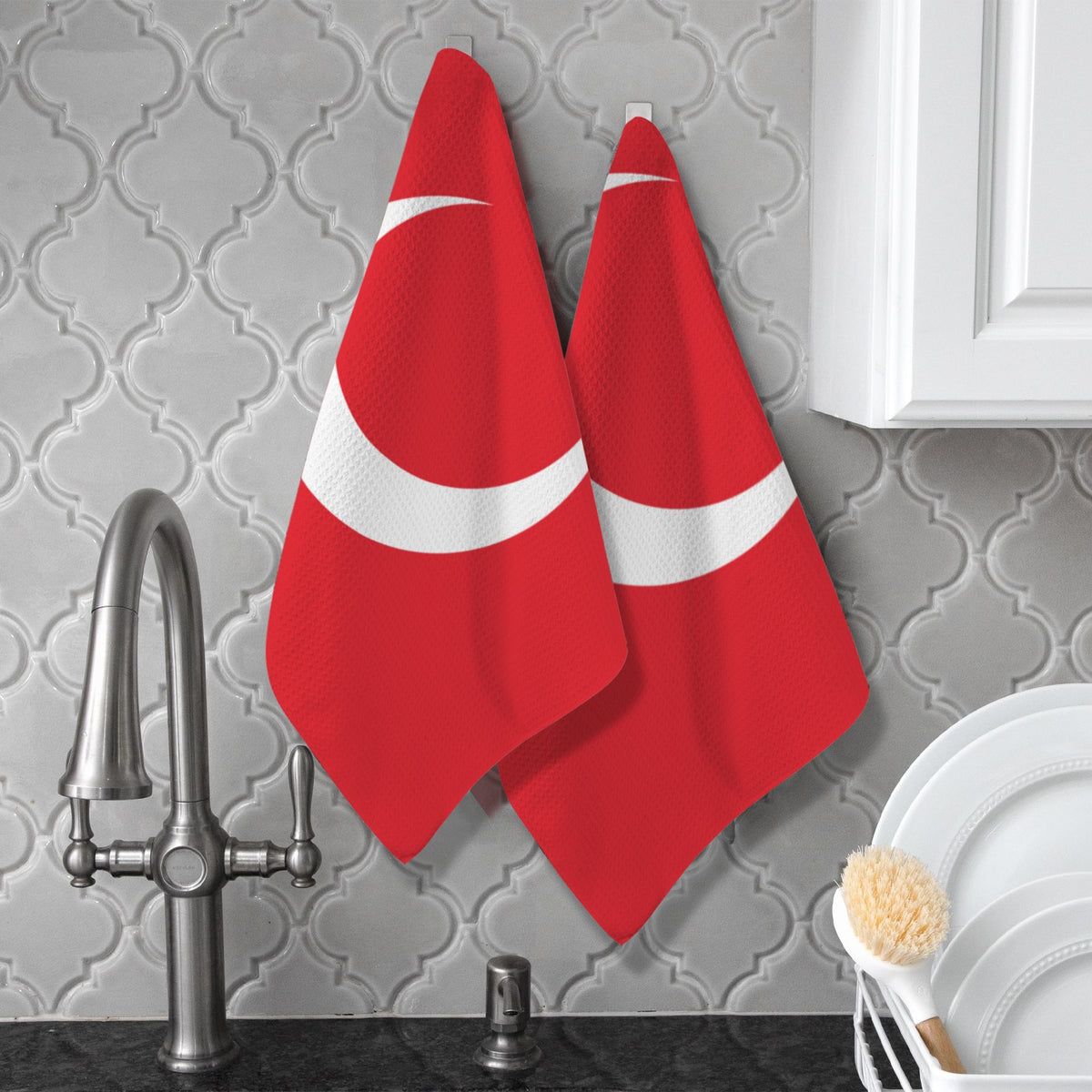 Turkey Flag Inspired Kitchen Towel 40X60cm (Pack of 2) | Printed In the USA