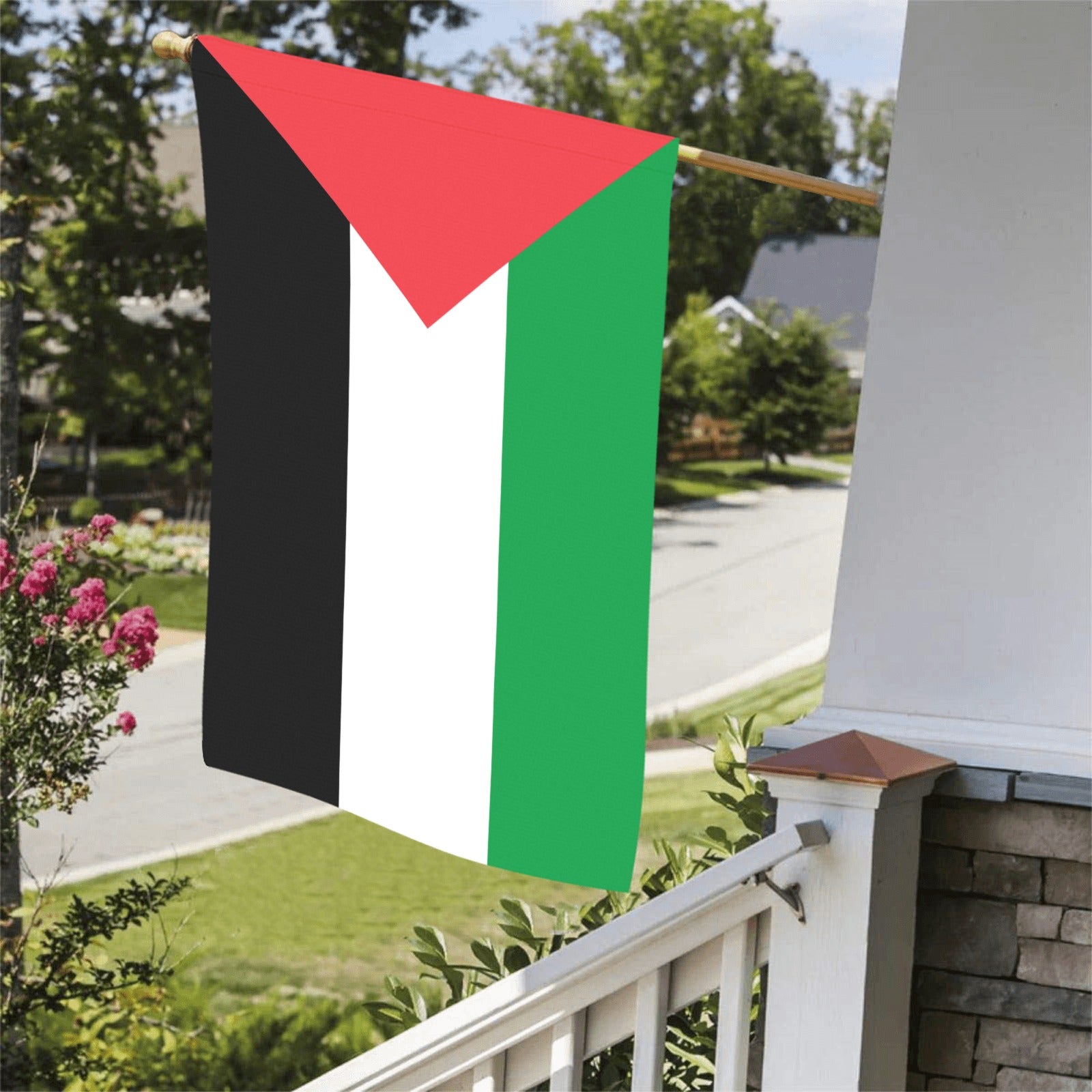[Luv My Flag] flag hangs outside on sunny day.