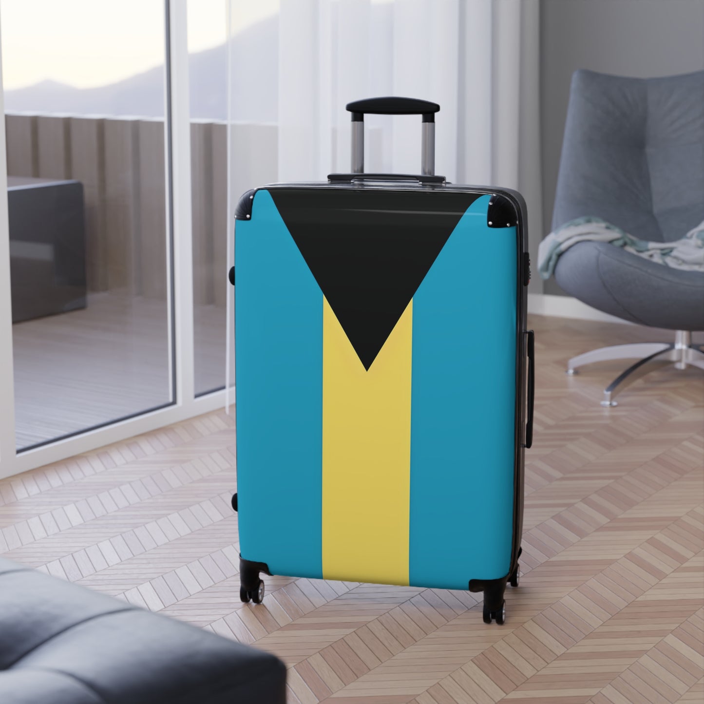Bahamas Flag Inspired Suitcase
