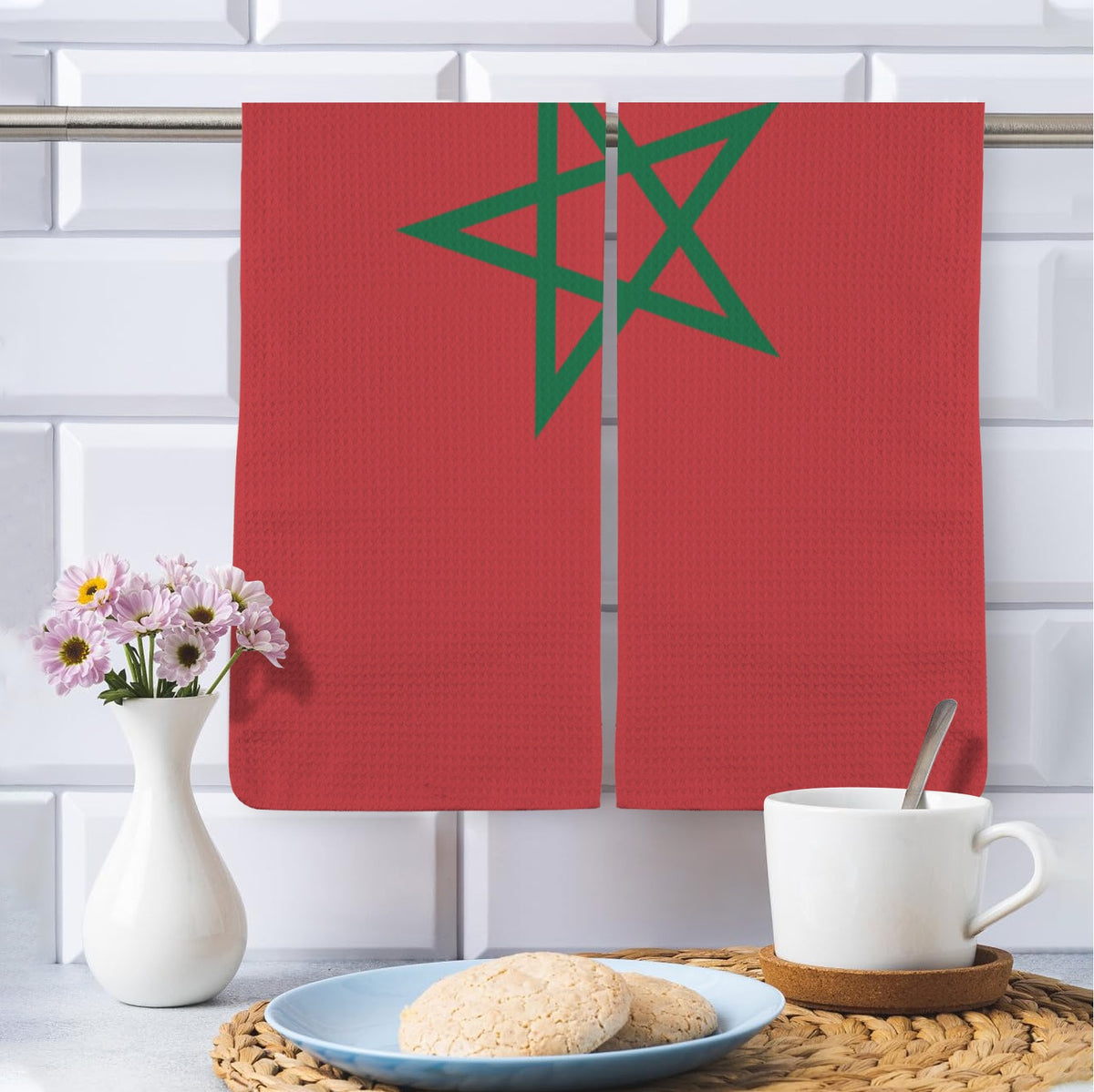 Morocco Flag Inspired Kitchen Towel 40X60cm (Pack of 2) | Printed In the USA